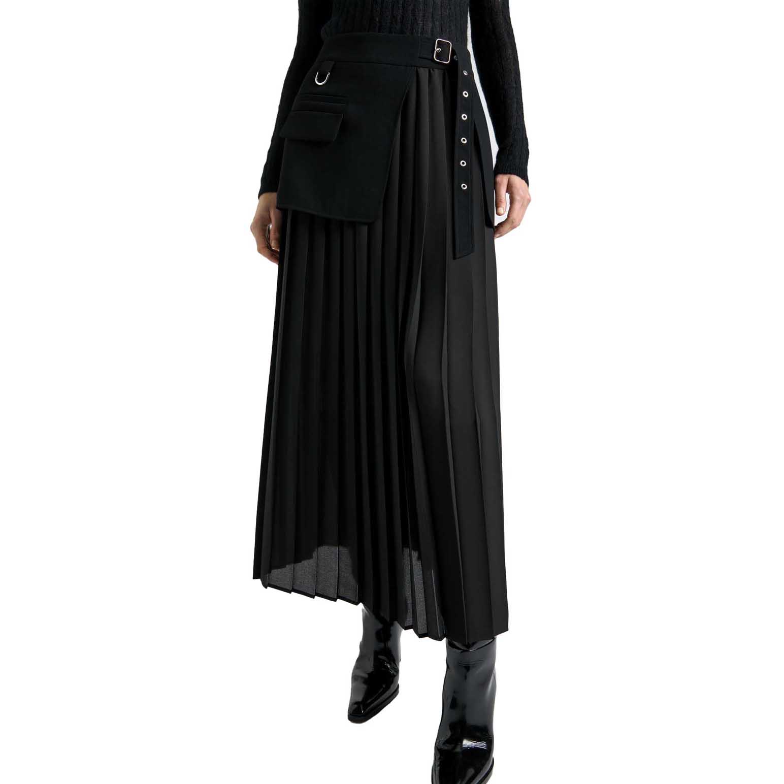 Cue Recycled Crepe Pleated Midi Wrap Skirt